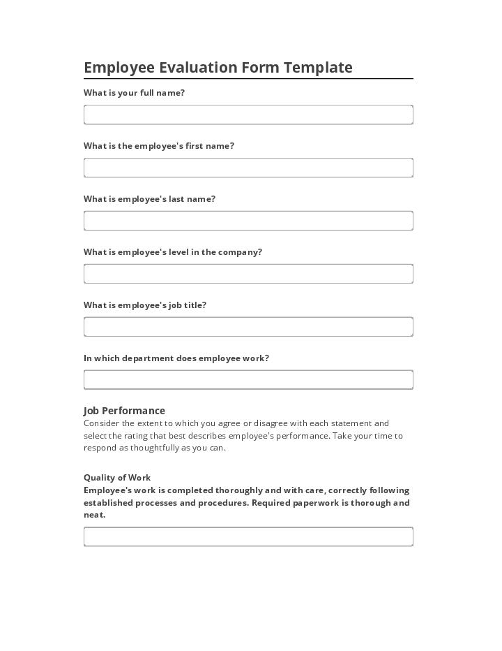 Integrate Employee Evaluation Form Template