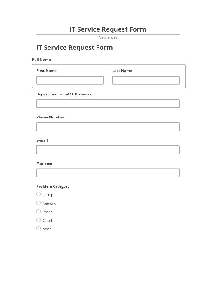 Arrange IT Service Request Form in Netsuite