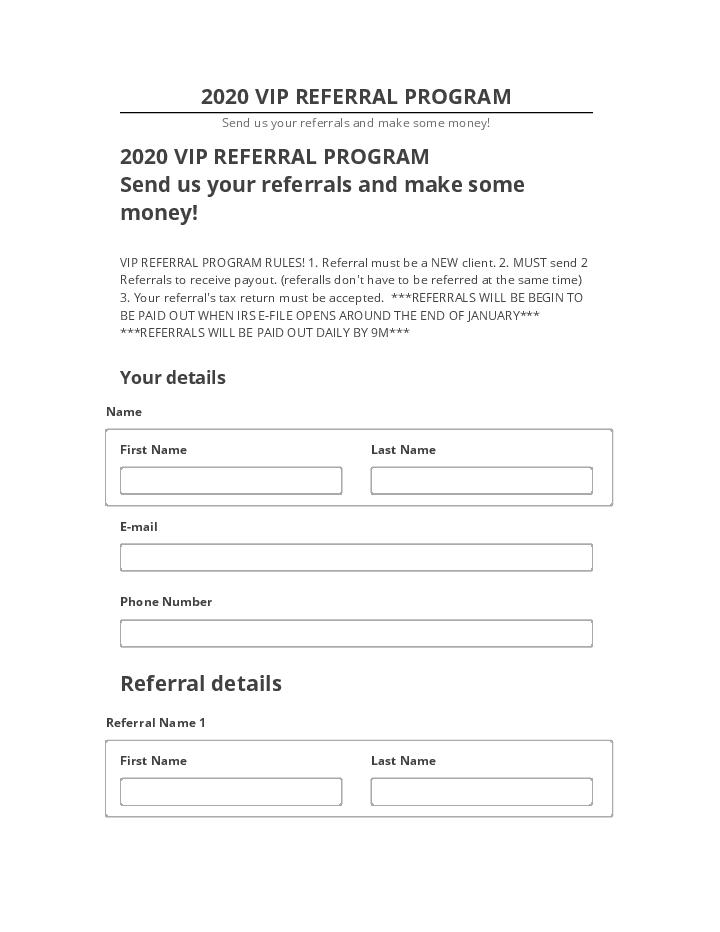 Arrange 2020 VIP REFERRAL PROGRAM in Microsoft Dynamics