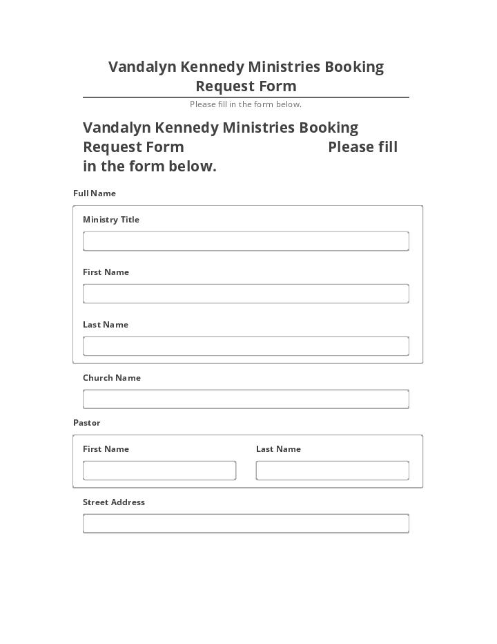 Export Vandalyn Kennedy Ministries Booking Request Form to Salesforce