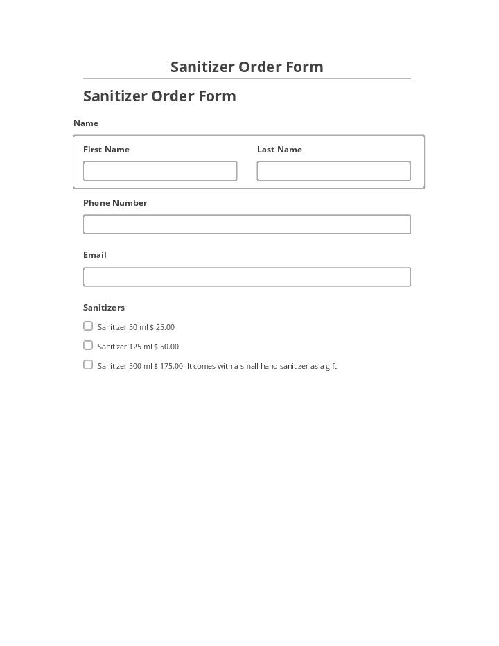 Manage Sanitizer Order Form in Salesforce