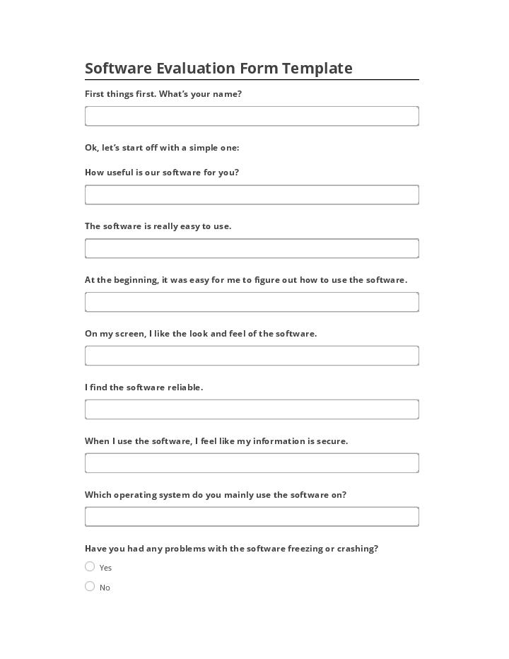 Manage Software Evaluation Form Template in Netsuite