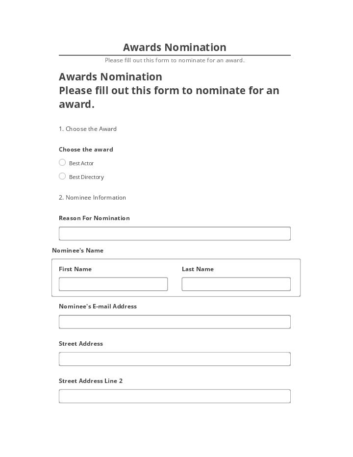 Update Awards Nomination from Salesforce