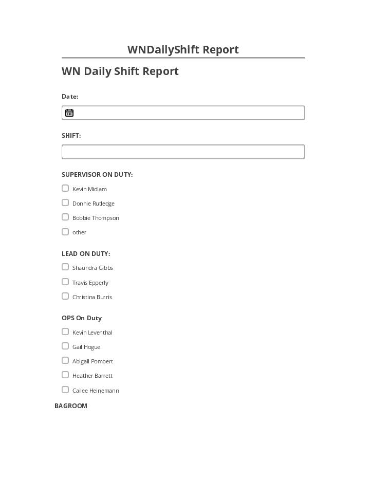 Pre-fill WNDailyShift Report from Salesforce