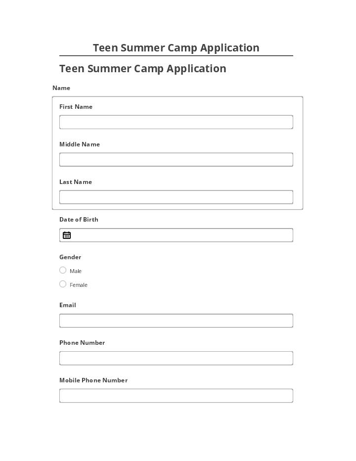 Export Teen Summer Camp Application to Salesforce