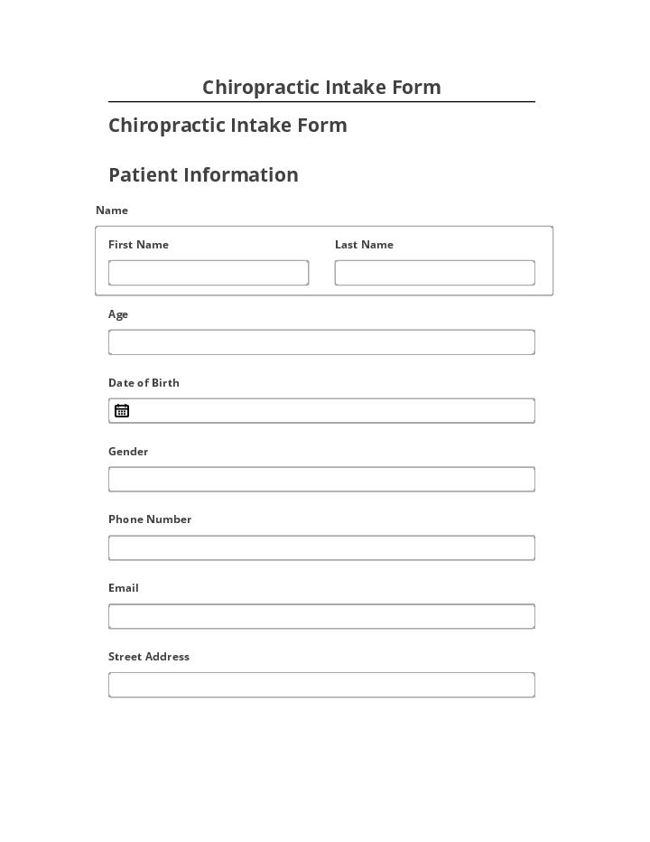 Arrange Chiropractic Intake Form in Salesforce