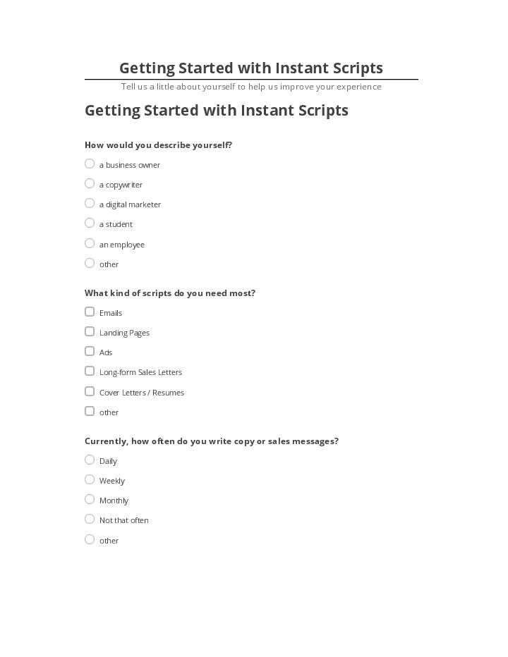 Arrange Getting Started with Instant Scripts in Salesforce