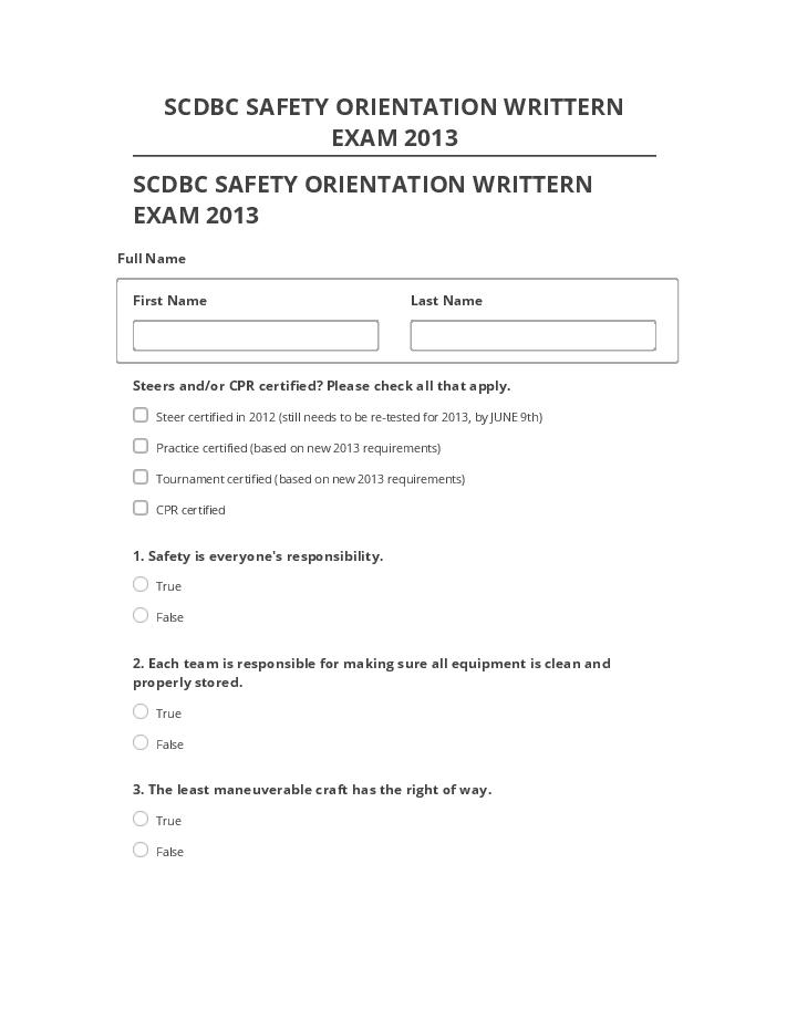 Integrate SCDBC SAFETY ORIENTATION WRITTERN EXAM 2013
