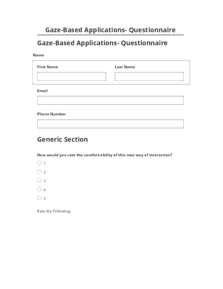 Arrange Gaze-Based Applications- Questionnaire in Microsoft Dynamics