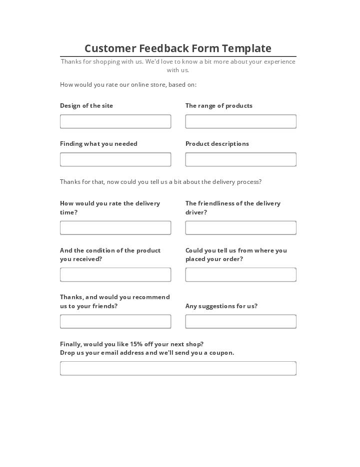 Arrange Customer Feedback Form Template in Microsoft Dynamics