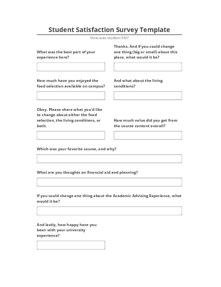 Arrange Student Satisfaction Survey Template in Salesforce