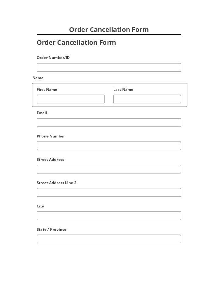 Arrange Order Cancellation Form in Salesforce