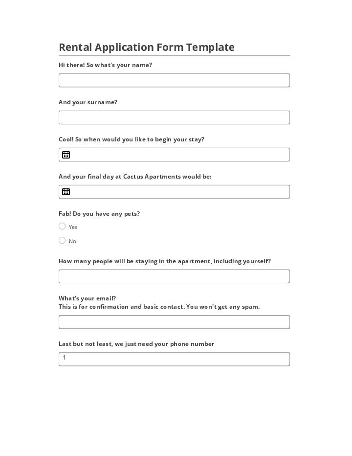 Manage Rental Application Form Template in Netsuite