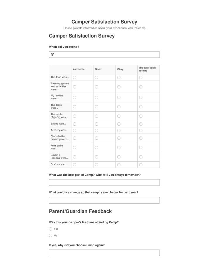 Manage Camper Satisfaction Survey