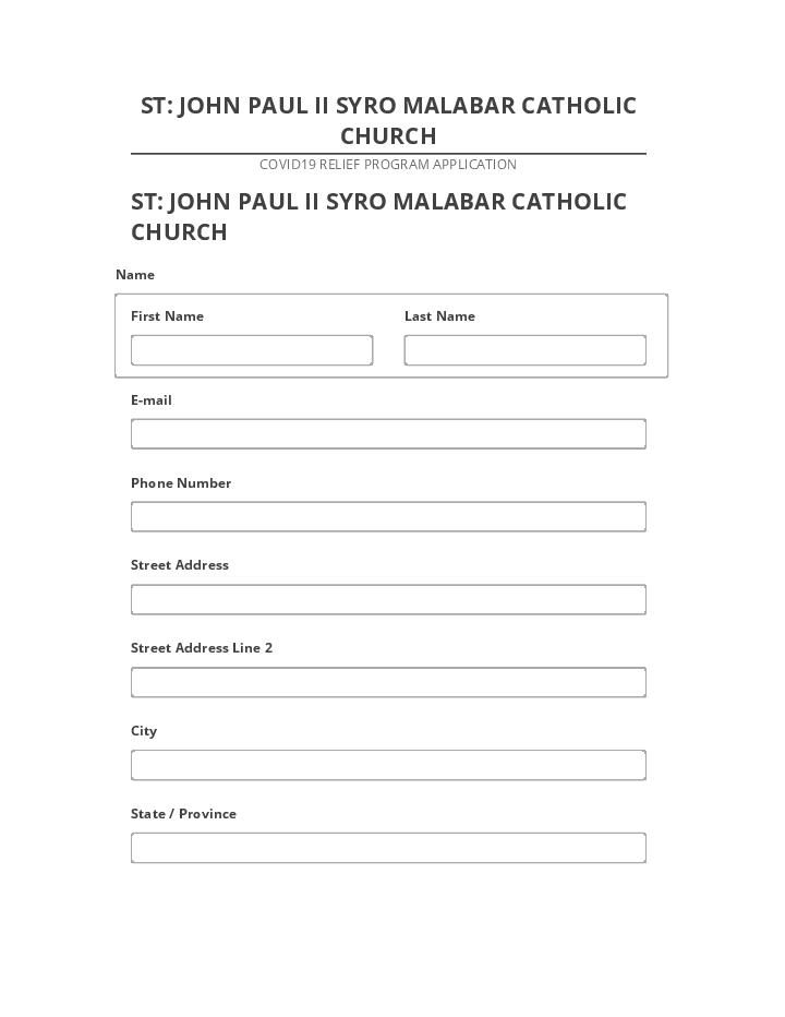 Pre-fill ST: JOHN PAUL II SYRO MALABAR CATHOLIC CHURCH from Salesforce