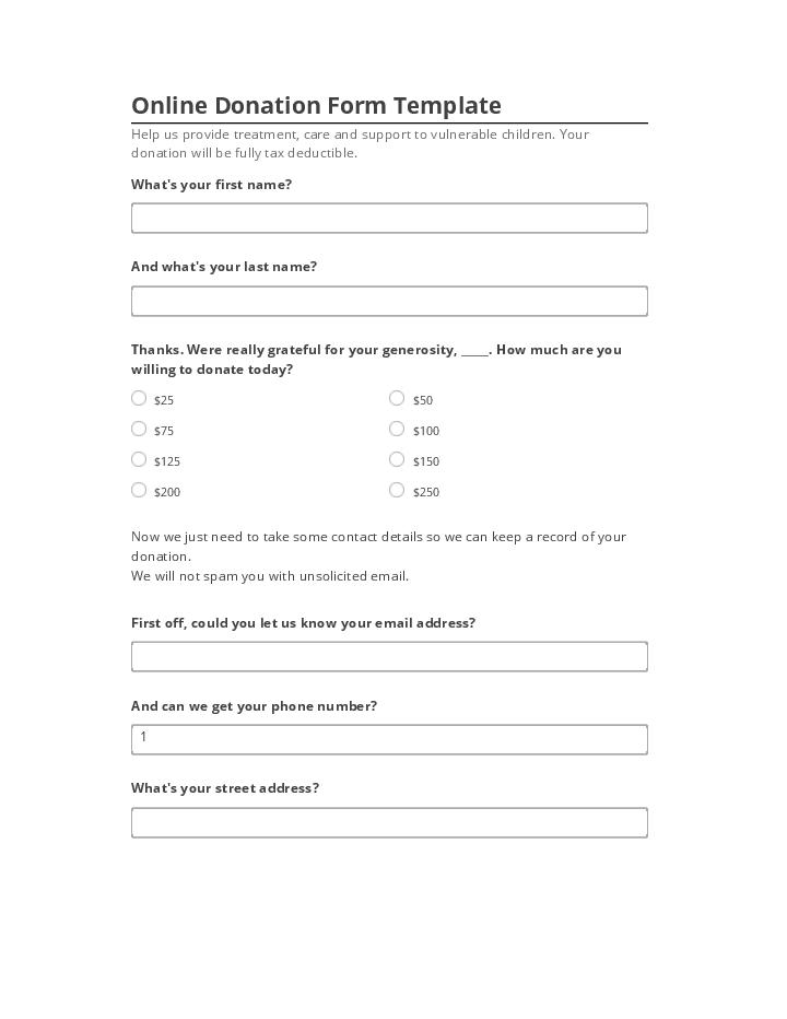 Arrange Online Donation Form Template