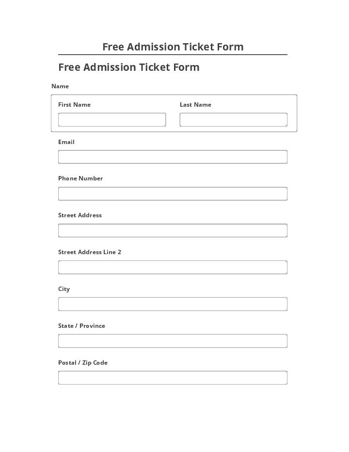 Update Free Admission Ticket Form from Salesforce