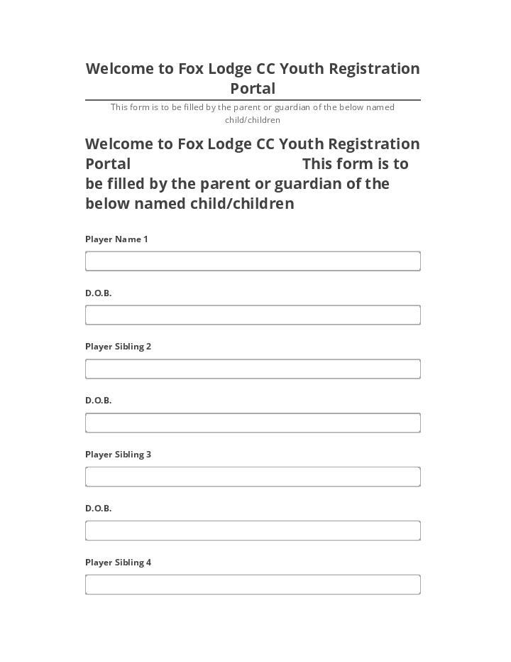 Extract Welcome to Fox Lodge CC Youth Registration Portal from Netsuite