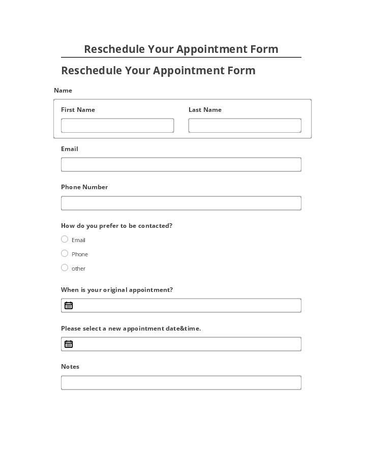 Synchronize Reschedule Your Appointment Form