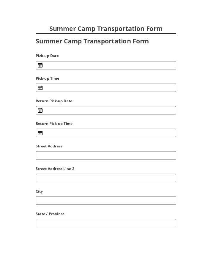 Pre-fill Summer Camp Transportation Form from Netsuite