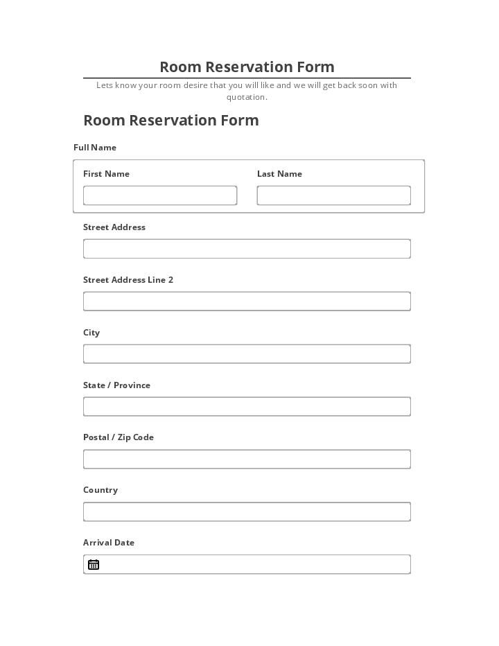 Arrange Room Reservation Form