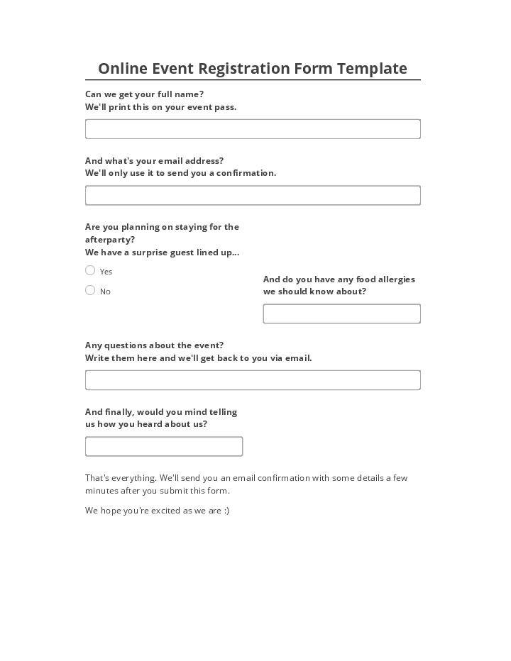 Extract Online Event Registration Form Template from Netsuite