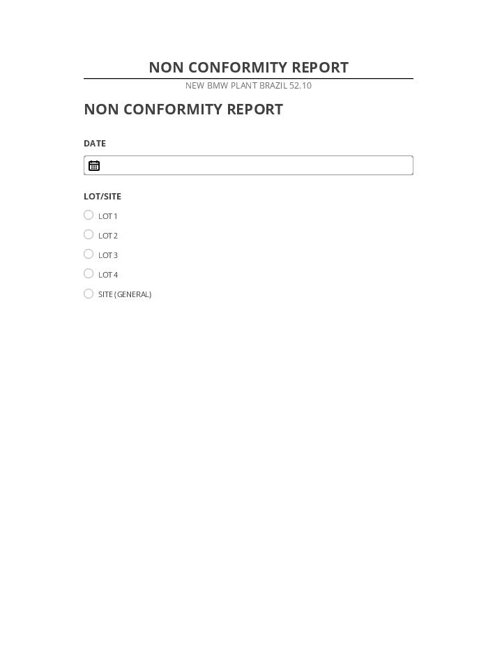 Arrange NON CONFORMITY REPORT in Netsuite