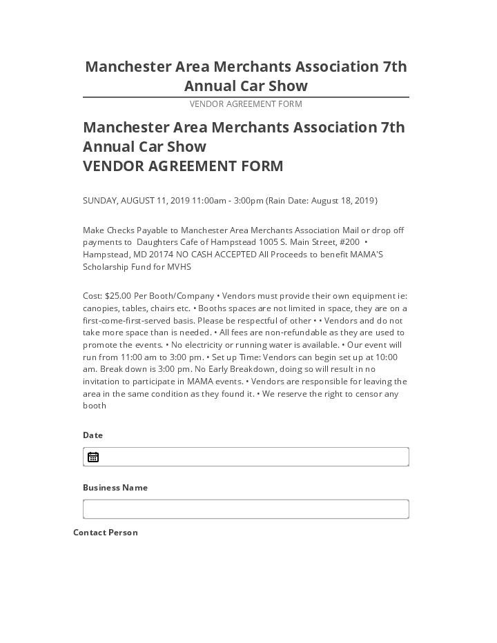 Arrange Manchester Area Merchants Association 7th Annual Car Show in Salesforce
