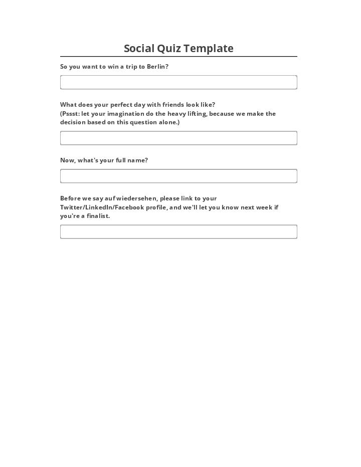 Manage Social Quiz Template