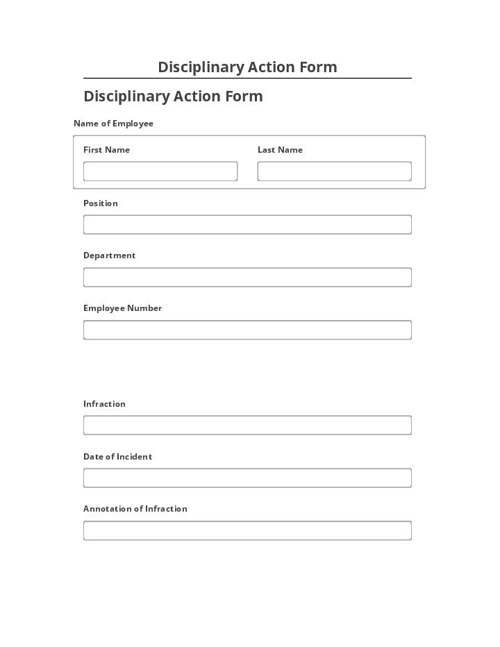 Arrange Disciplinary Action Form in Netsuite