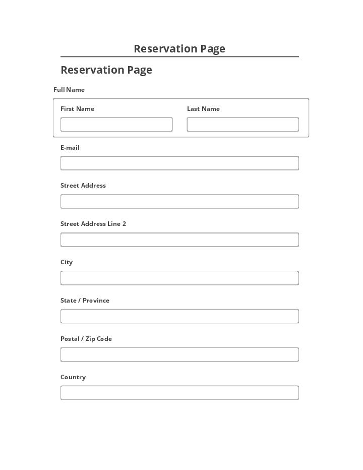 Arrange Reservation Page