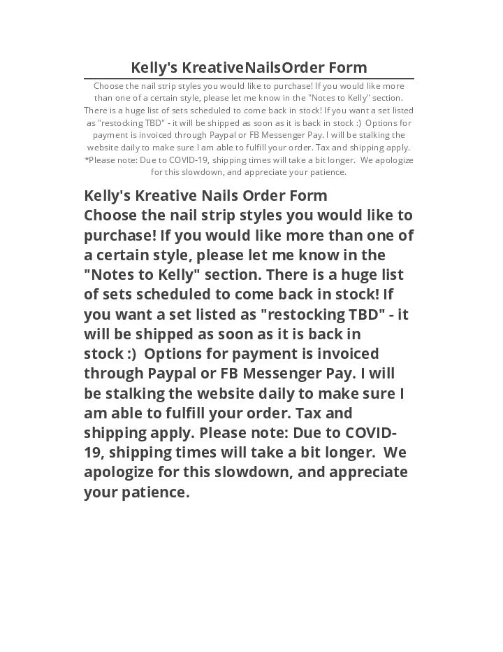 Extract Kelly's KreativeNailsOrder Form from Netsuite