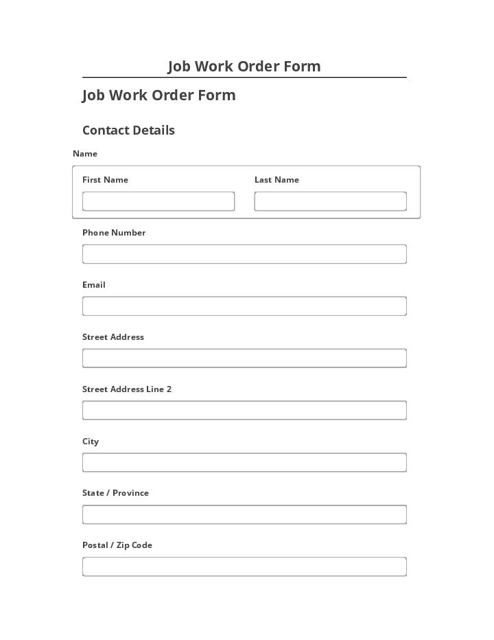 Export Job Work Order Form to Salesforce