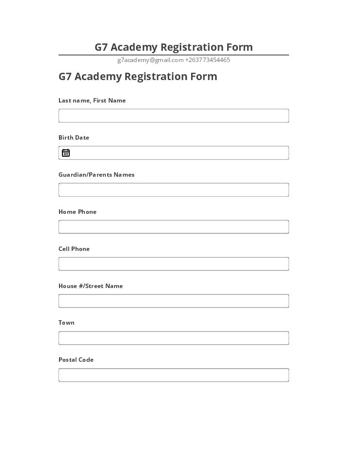 Export G7 Academy Registration Form to Netsuite