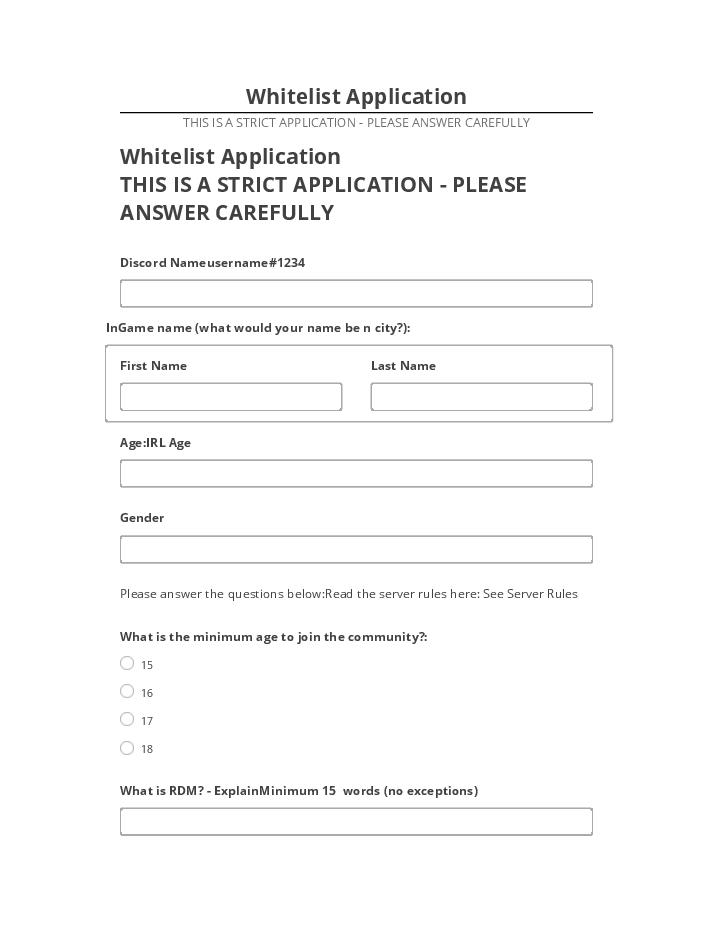 Pre-fill Whitelist Application