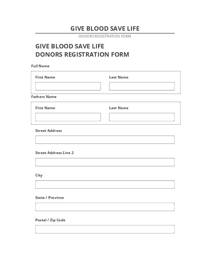 Pre-fill GIVE BLOOD SAVE LIFE from Netsuite
