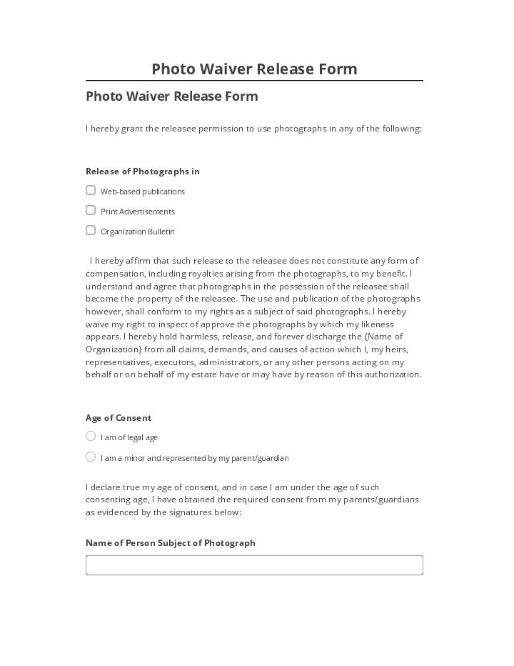 Extract Photo Waiver Release Form