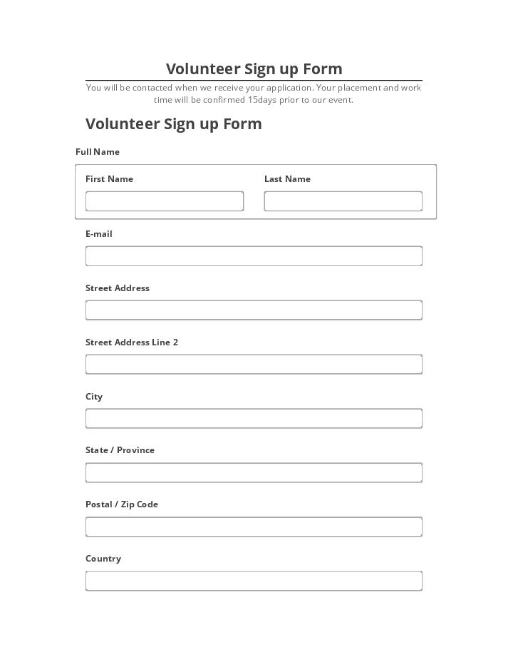 Synchronize Volunteer Sign up Form with Salesforce
