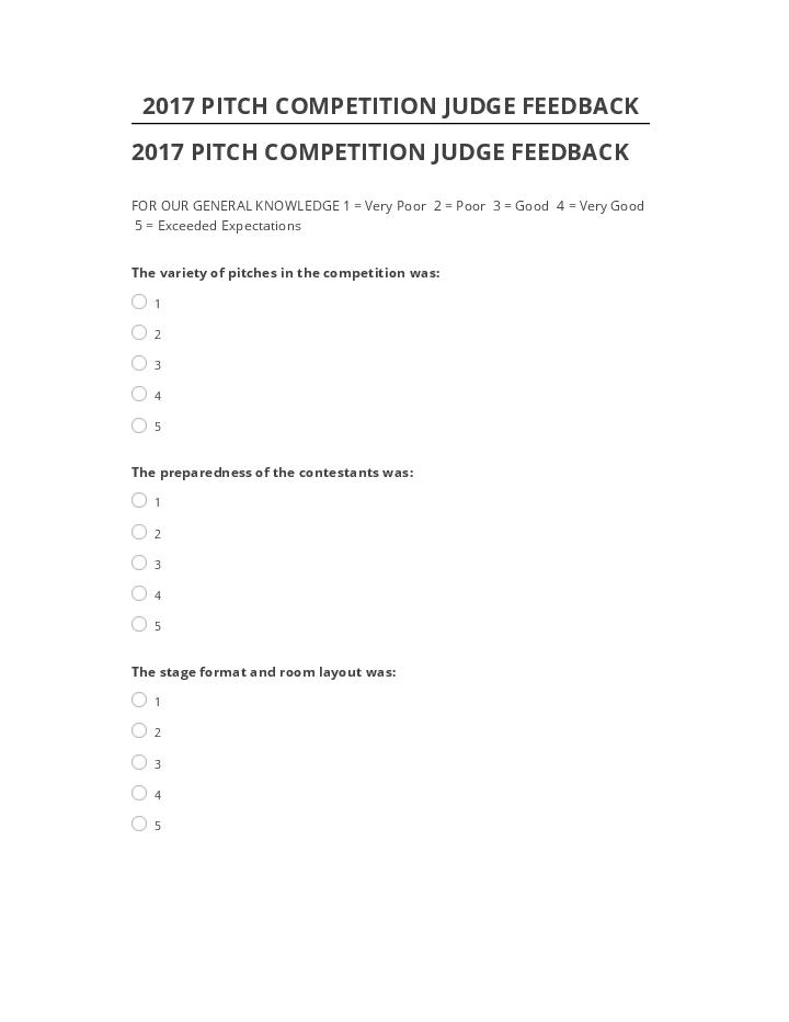 Pre-fill 2017 PITCH COMPETITION JUDGE FEEDBACK from Netsuite