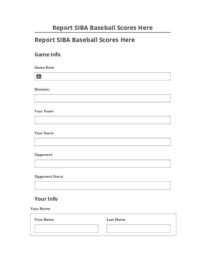 Update Report SIBA Baseball Scores Here from Salesforce