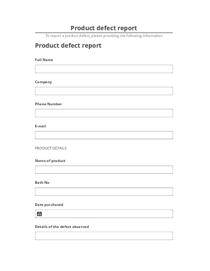 Arrange Product defect report