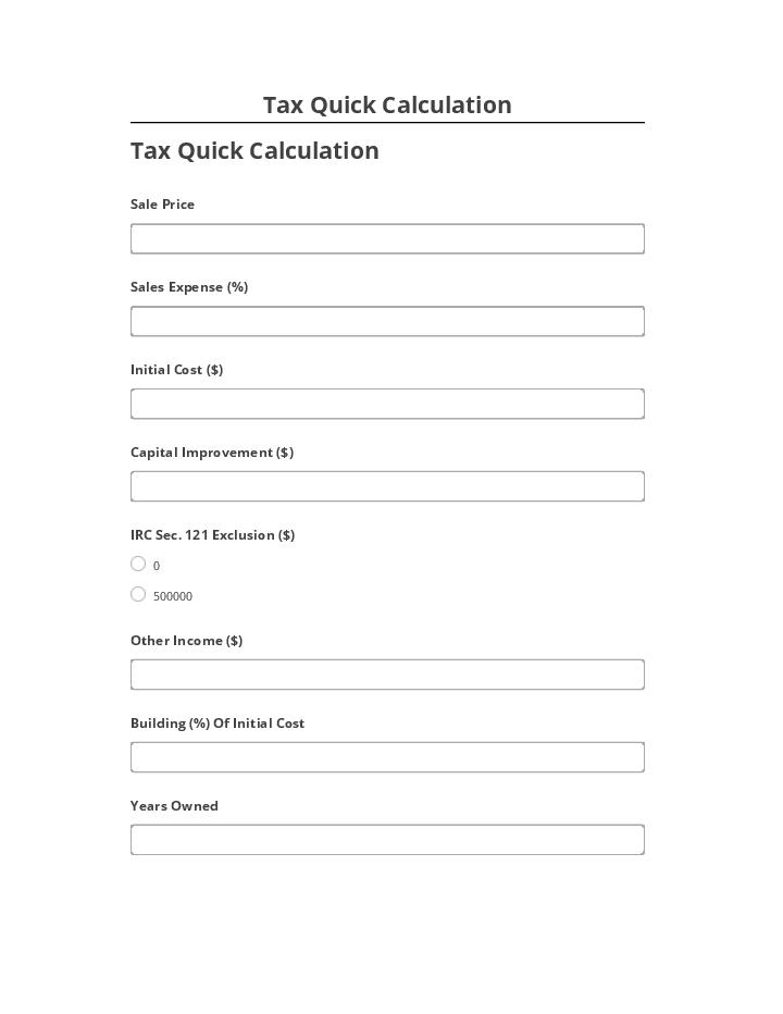 Arrange Tax Quick Calculation in Netsuite