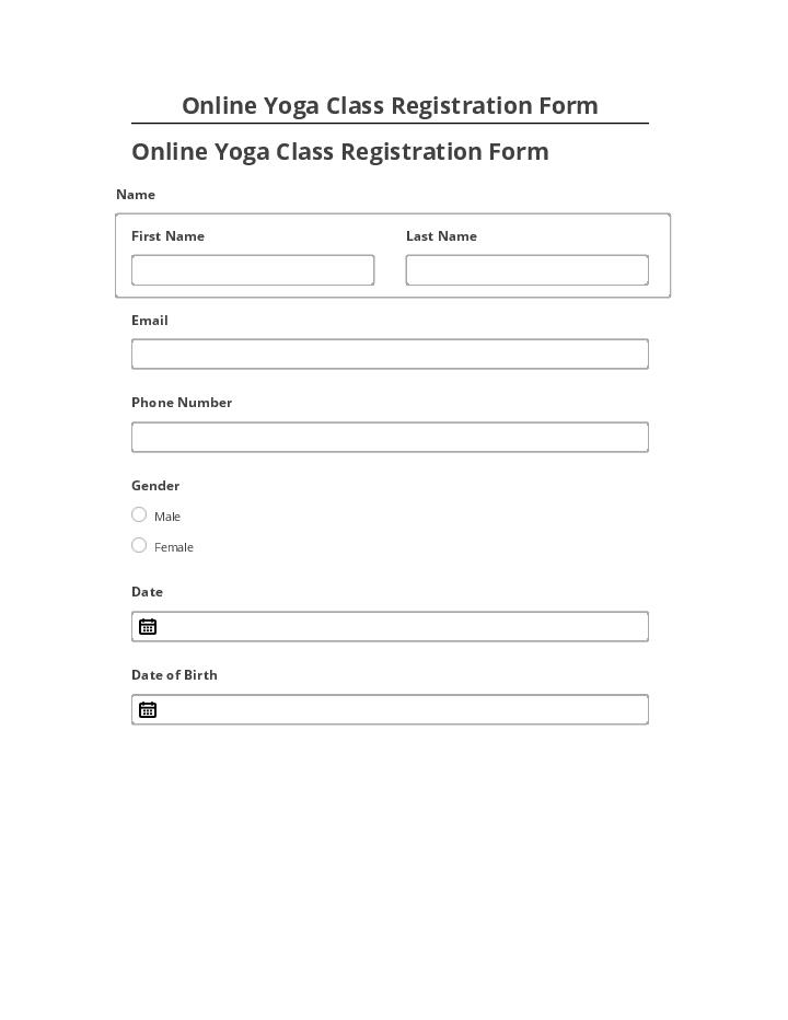 Integrate Online Yoga Class Registration Form