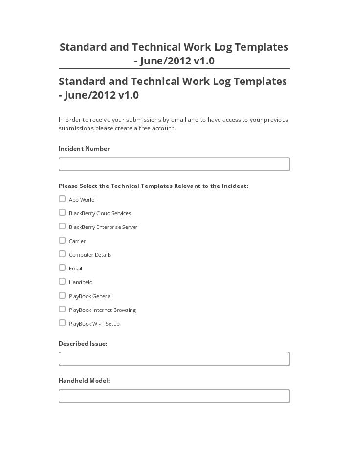 Export Standard and Technical Work Log Templates - June/2012 v1.0