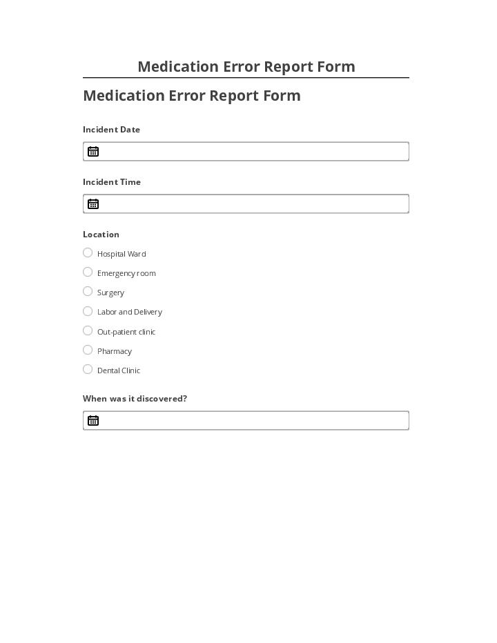 Pre-fill Medication Error Report Form