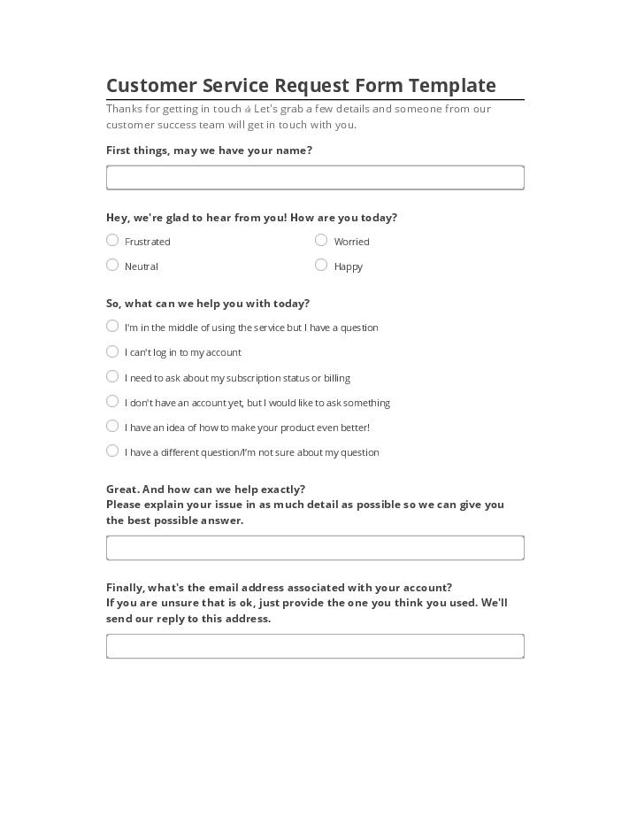Export Customer Service Request Form Template
