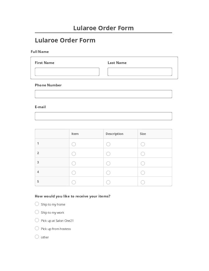 Arrange Lularoe Order Form in Salesforce