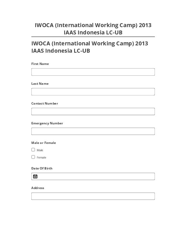 Arrange IWOCA (International Working Camp) 2013 IAAS Indonesia LC-UB in Salesforce