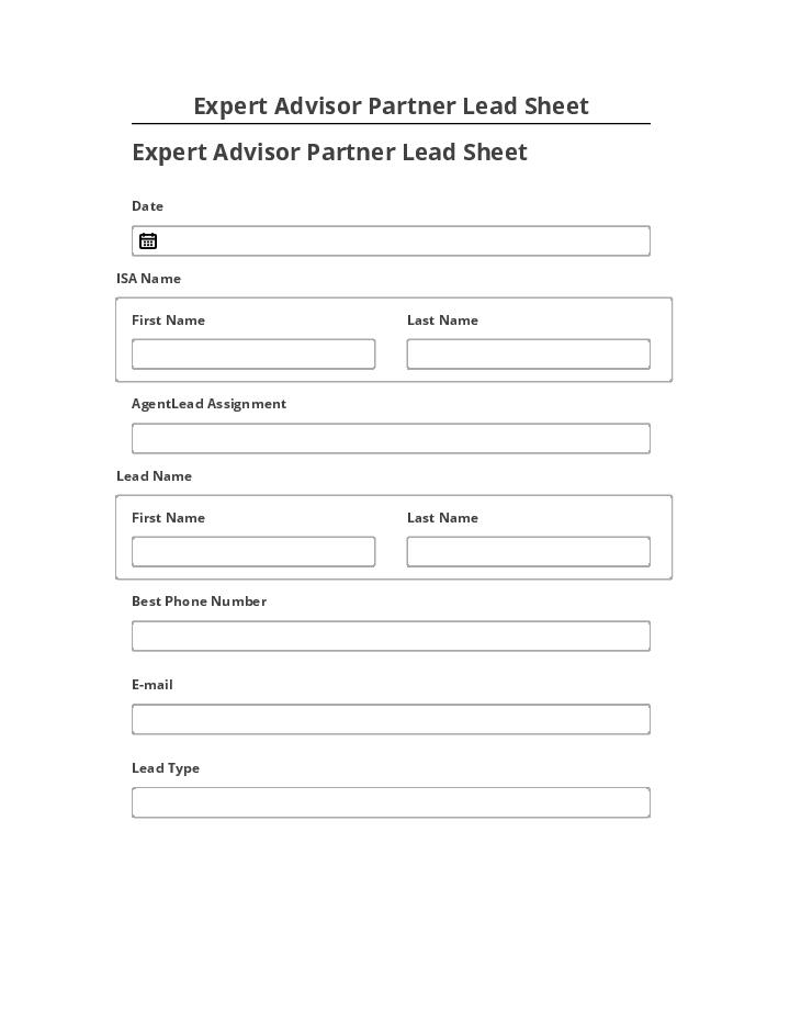 Incorporate Expert Advisor Partner Lead Sheet in Salesforce