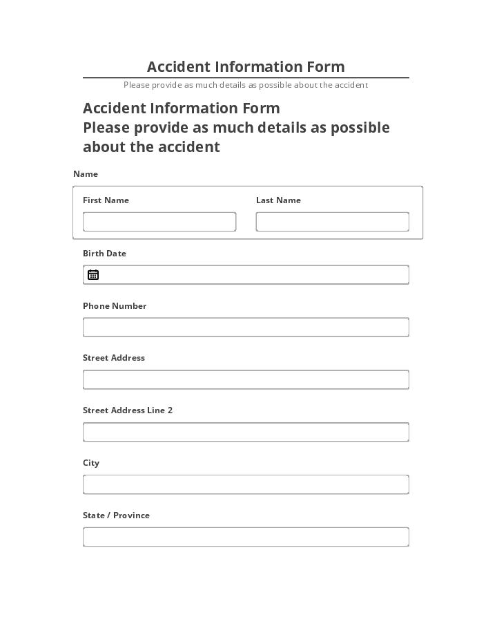 Arrange Accident Information Form in Netsuite